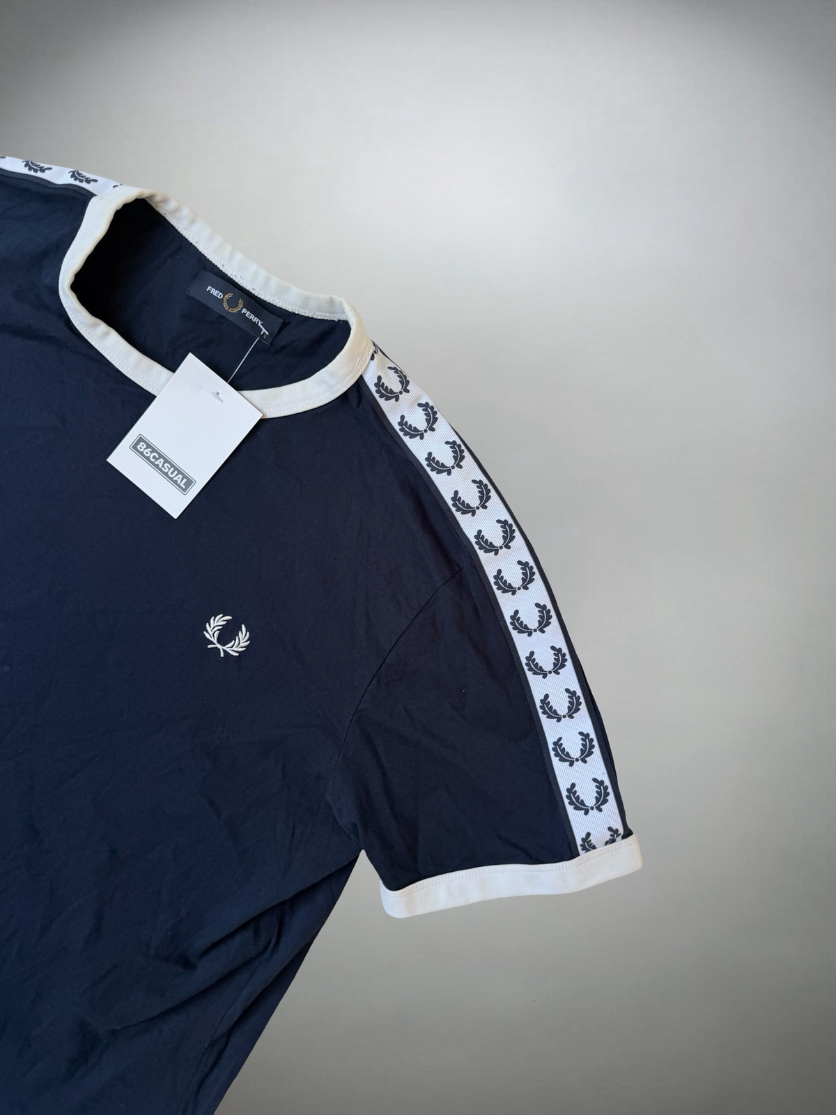 Vintage Fred Perry Taped Shirt (L) kl. Loch links Naht